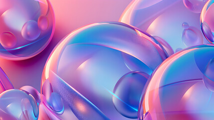 Abstract 3D background with iridescent spheres.