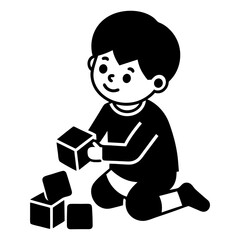 child playing with blocks