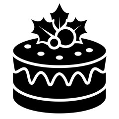 silhouett Christmas cake icon vector art illustration.