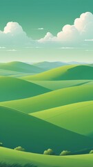 Obraz premium Rolling Green Hills Under a Clear Sky