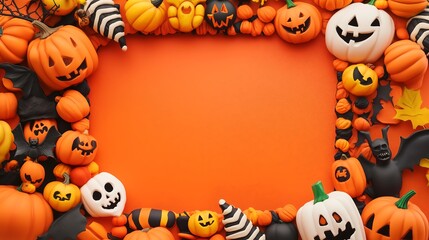 A festive Halloween scene of pumpkin jack-o-lanterns and ghosts surrounded by autumn leaves. Perfect for Halloween-themed websites and blog posts.Generative AI