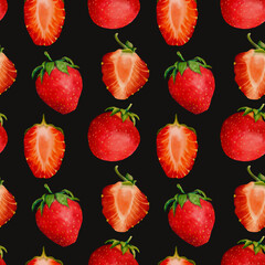 This design features a vibrant strawberry pattern on a bold black background, making it stand out