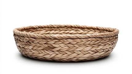 Obraz premium Eco-friendly basket made from natural fibers, featuring subtle silk highlights, isolated on white