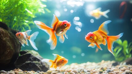 Naklejka premium Goldfish in a Freshwater Aquarium