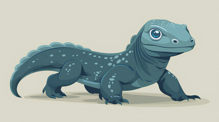 Obraz premium Komodo cartoon with plain color background
