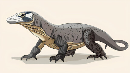 Obraz premium Komodo cartoon with plain color background