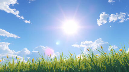 Obraz premium the sun in the sunglass; summer sky; trending digital painting;