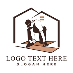 Flooring logo design template. Flooring handyman business logo.