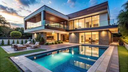 Luxury modern home with a beautiful pool in the backyard, luxury, home, house, pool, swimming, architecture, design