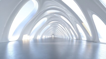 Naklejka premium Abstract architecture background, futuristic white arched interior