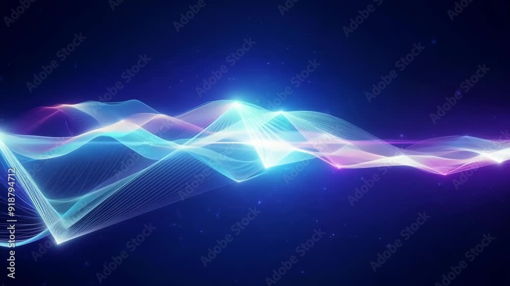 Poster colorful wave patterns oscillate smoothly across a dark background, creating a mesmerizing and dynam