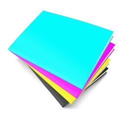 Four CMYK magazine blank template black, cyan, yellow and magenta for presentation layouts and design.