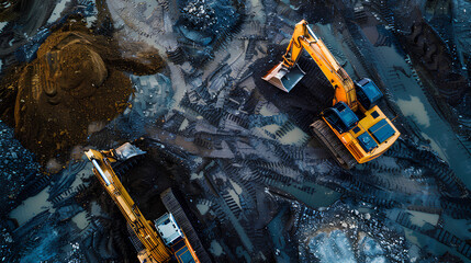 excavator with in the mine