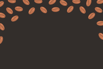 Coffee beans layout dark background. Vector illustration