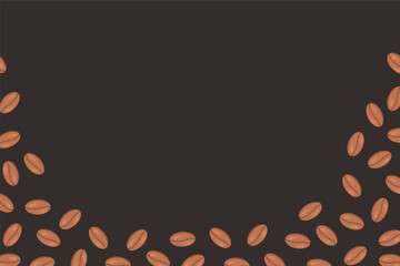 Coffee beans layout dark background. Vector illustration