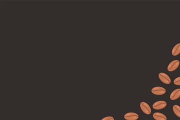 Coffee beans layout dark background. Vector illustration