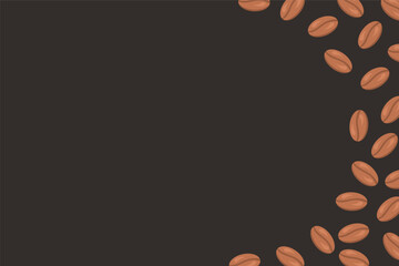 Coffee beans layout dark background. Vector illustration