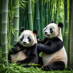  Two panda bears are hugging each other and one has a black eye Wildlife Conservation 
