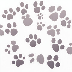 Dark paw Prints round illustration Vector dog footprints on white background


