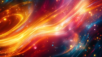 Obraz premium Streams of light trails forming abstract patterns, organic shapes, dynamic and vibrant.