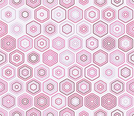 Seamless geometric pattern. Rounded stacked hexagons mosaic cells. Honeycomb cells. Multiple tones color palette. Seamless pattern. Tileable vector illustration.
