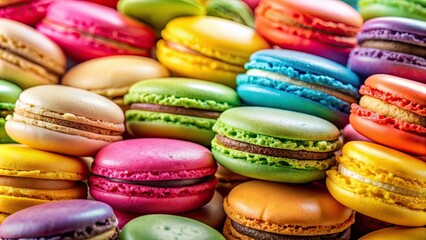 Close up of assorted colorful macarons, macarons, dessert, French pastry, sweet, confectionery, bakery, delicious, treat