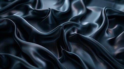 Fototapeta premium Black gray satin dark fabric texture luxurious shiny that is abstract silk cloth panorama background with patterns soft waves blur beautiful : Generative AI