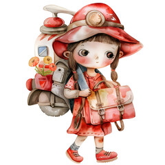 a super-cute comic cartoon Emergency Medical Equipment, full body, single object, watercolor illustration