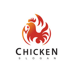 Hot Chicken logo, hot chicken symbol vector icon illustration, fast food restaurant icon
