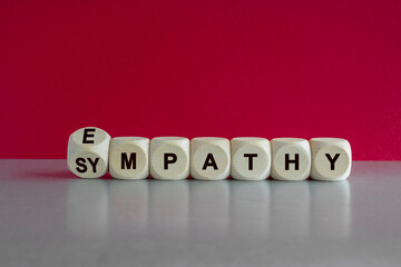 Sympathy or empathy symbol. Turned a wooden cubes and changed the concept word Empathy to Sympathy....