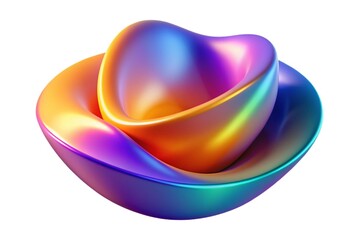 Vibrant 3D abstract shapes in iridescent metallic colors