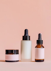 skincare product display pastel 