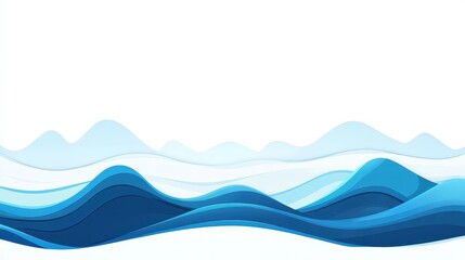 Fototapeta premium Vibrant blue wave layers create a serene ocean backdrop, perfect for modern design. Textured and cartoonstyle illustration.