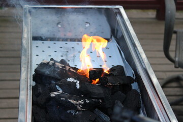 fire in a grill