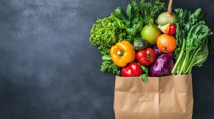 Paper bag full of healthy food