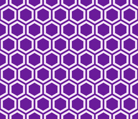 Hexagon background design. Purple color on matching background. Plain hexagon net with inner solid cells. Seamless pattern. Tileable vector illustration.