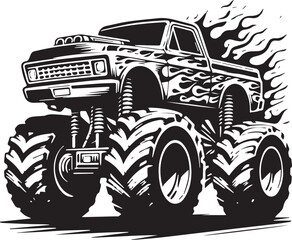Unique Monster Truck art silhouette © MDASHIK