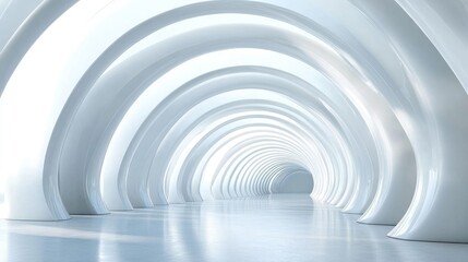 Abstract architecture background, futuristic white arched interior