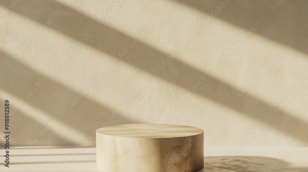 Aufkleber minimalist beige marble podium mockup with soft shadows - monochromatic modern design featuring diff