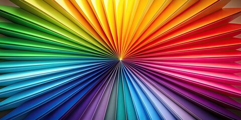 Colorful abstract background with gradient paper folds radiating from central point, colorful, abstract, background