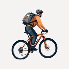 Fototapeta premium Cyclist riding orange mountain bike