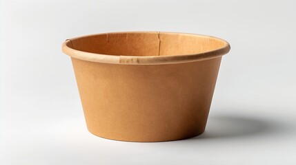 Disposable kraft paper bowl with plastic lid isolated on white background : Generative AI