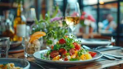 Delicious Organic Farm to Table Restaurant Photography : Generative AI