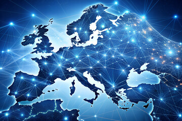 Naklejka premium Global Internet Connectivity Across Regions for Telecommunication and Data Transfer Networks Generated with AI