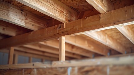 An under construction house has joist framework features plywood gutter holders soffit fascia trim installed : Generative AI