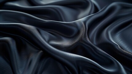 Obraz premium Black gray satin dark fabric texture luxurious shiny that is abstract silk cloth panorama background with patterns soft waves blur beautiful : Generative AI