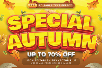 special autumn 3d text effect and editable text effect with leaf autumn illustration