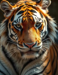 Naklejka premium Close-up on a Tiger's face