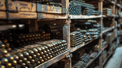 Military storage of 155mm gun shells