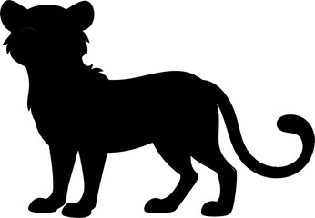 black and white draw lion illustration.